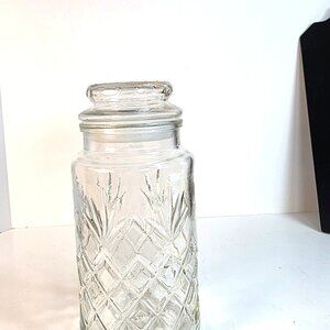 Vintage Anchor Hocking Planters Peanuts Glass Diamond Pineapple Jar with Lid
